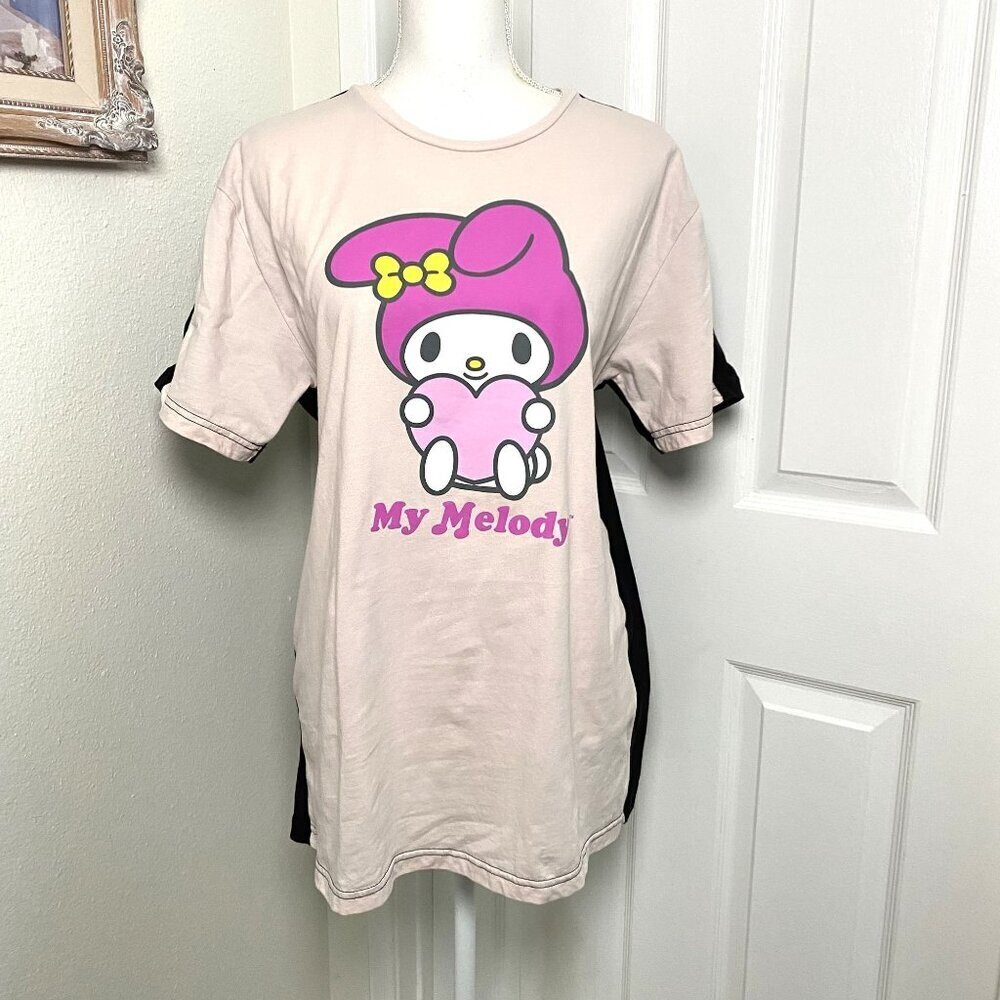 Sanrio Dual My Melody And Kuromi T-Shirt Pink Black Size Large Hello Kitty Rare - Picture 6 of 8